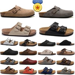 Slippers men women sandals slides slipper Soft Footbed uede Leather Buckle Strap shoes clogs sneakers Daily Outfit