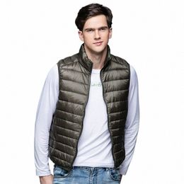 new Men's Winter Coat 90% White Duck Down Vest Portable Ultra Light Sleevel Jacket Portable Waistcoat for Men Jaqueta 75Hl#