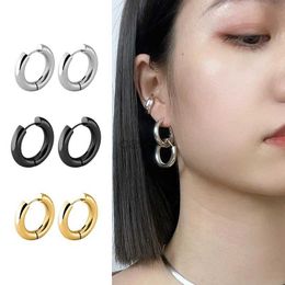 Hoop Huggie 2 pieces of stainless steel small hoop earrings punk hip-hop round embrace ring ring buckle 24326