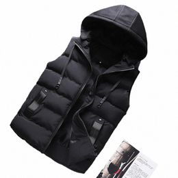 brand Mens Vest New Winter fui Hooded Sleevel Jackets Stylish Men's Vest Plus Size Windproof Warm Waistcoat Mens Vests u496#