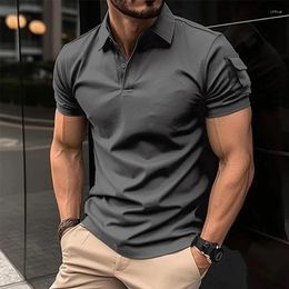 Men's Polos Summer Polo Shirt Loose Short Sleeve Turn Down Collar Casual Men Fashion Solid Breathable Tops Tees Mens Clothing