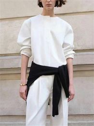 Women's Blouses 2024 White Blouse Top Silhouette Twill Ladies Long Sleeve Elegant Pullover Shirt