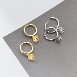 Hoop Earrings 925 Sterling Silver Love Heart For Women Girl Simple Geometric Texture Design Jewellery Party Gift Drop