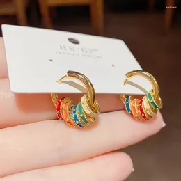 Hoop Earrings French Vintage Premium Color Enamel Dropping Oil Circle Fashion Light Luxury Ethnic Style Personalized Temperament Earrings.