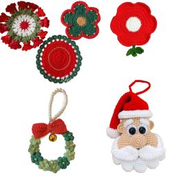 Knitting TPRPYN Unfinished Christmas cup mat Crochet Kit DIY Santa claus Amigurumi Crocheting kits Wreath Knitting kits Toy handmake kits