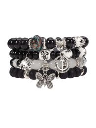 Butterfly Charm Beaded Statement bracelet