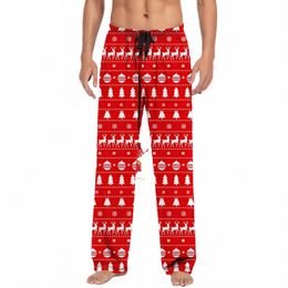 christmas Santa Claus Snowmen Print Pajama Pants Large Size Oversize Pants Simple New Year Comfortable Bottoms Male Sleepwear t5zv#