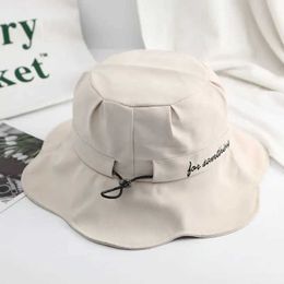 Hats Panama Womens Letter Embroidered Fisherman Bucket Hat Big Brim Flat Top Sunset Beach Summer Hat Fashion Outdoor Hat H64C24326