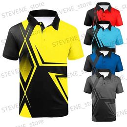 Men's T-Shirts Fashion Mens Polo Shirt Geometry Printing Polo Shirt Short Slve T-Shirt Strtwear Casual Oversized Men Clothing Top New T240325
