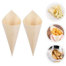 Disposable Cups Straws 150 Pcs Wooden Egg Roll Container Food Cone Multi-function Charcuterie Cones Letter