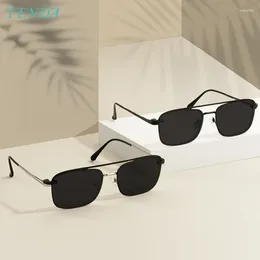 Sunglasses Metal Big Square Glasses Frames With Clip On And Spring Hinge Polarised For Myopia Prescription Lenses