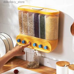 Food Jars Canisters 2/4/6L food storage box sealed moisture-proof rice bucket wall mounted clarifier kitchen bulk containerL24326