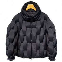 winter Parkas Padded Jacket Men Fi Luxury Designer Square Weave High Collar Warm Coat Man Black Loose Puffer Bubble Jacket B6rN#