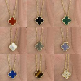 Luxury 18k gold necklace clover necklace high-quality stainless steel Peter stone single flower mother shell pendant necklace designed for women