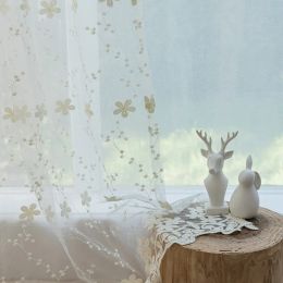 Curtains Curtains for Living Dining Room Bedroom Embroidery Solid beige White Tulle Sheer Window Modern Voile Organza Fabric Drapes