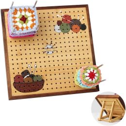 Crafts Wooden Blocking Board for Crocheting DIY Adjustable Blocking Board with Holes Square Knitting Blocking Mat Crochet Bamboo Crafts