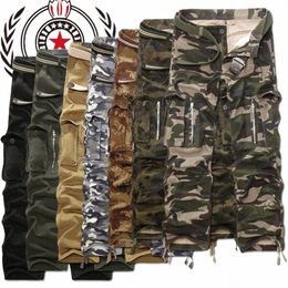 2022 army tactical pants Multi-pocket wing 100% cott army green camoue cargo pants men plus large size 28-40 L6Gx#