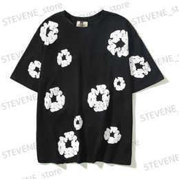 Men's T-Shirts Y2K Strtwear Full Kapok Foam Print Cotton Summer Tshirt for Men and Women Short Slve T-shirt Ropa Hombre Oversize Top Ts T240325