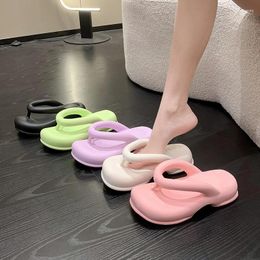 Slippers Leisure Woman Slides Flip Flops Bathroom Square Mid Heels Women Shoes Beach Summer Plus Size Zapatillas Mujer