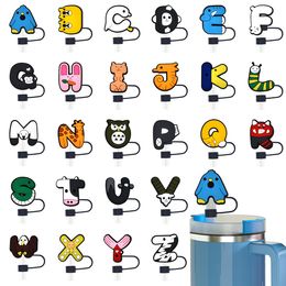 Cute Cartoon Animal Pattern Letters Series Straw Cap Straw Cap Accessories Universal 10mm Detachable Straw Cap