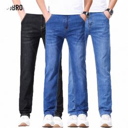 kubro Men Classic Jeans Jean Homme Pantales Hombre Men Four Seass Busin Soft Black Biker Masculino Denim Pants Size 32-38 c7Jk#