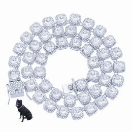 Collars 2022 New Pet Decoration 10mm Crystal Baguette Tennis Chain Collars Necklace With Spring Clasp Bling Dog Cat Wedding Accessories