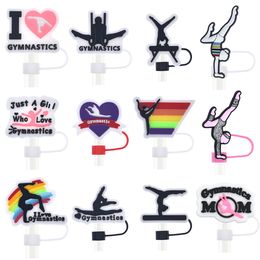 Creative Personality DIY Rhythmic Gymnastics Series Straw Accessories PVC Soft Rubber Straw Cap Drink Straw Plug Dust Cap girl gift