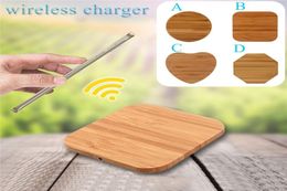 Round Bamboo Wooden Qi Wireless Charing Charger Pad Power Fast Charger For Samsung iphone All Qienabled Devices DHL5617187