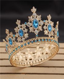 Lüks Kraliyet Kral Düğün Taç Gelin Tiaras ve Taçlar Kraliçe Saç Takı Kristal Diadem Balo Başı Headdress Head Accessorie Pageant4647817