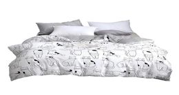 Cartoon Cat Bedding Set Cotton Kawaii Comforter Bedding Sets for Women Girl King Twin Queen Size Bed Sheets and Pillowcases6085178