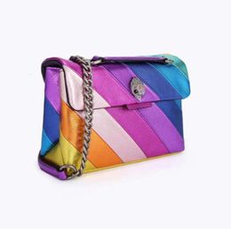 Kurt Geiger Deigner Bag Medium Size Kensington Shoulder Real Leather Handbags Rainbow Micro Fiber Eagle Head Luxury Cross Body Purse with Full