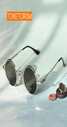 Toketorism vintage round frame small sunglasses uv400 protection retro men women trendy glasses 10394163254