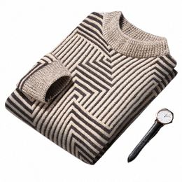 fall and winter new men's fi casual irregular striped pullover sweater men's simple versatile m sweater M4Wf#