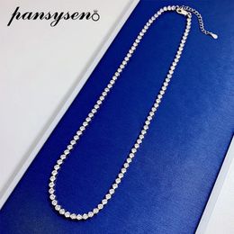 PANSYSEN Sparkling 100% 925 Sterling Silver M Simulated Diamond Chain Necklaces for Women Wedding Fine Jewelry Gift 240305