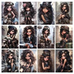 Stitch Diy Diamond Painting New Collection 2024 Steampunk Girl Full Rhinestone Embroidery Cartoon Kids Mosaic Picture Wall Decor AA5131