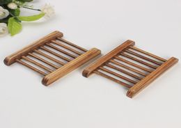 Fast Dark Wood Soap Dish Wooden Soap Tray Holder Storage Soap Rack Plate Box Container for Bath Shower Plate Bathroom9657327