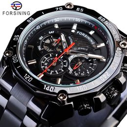 Forsining True Man Stainless Steel Military Sport Mens Automatic Wrist Watches Top Brand Luxury Mechanical Male Clock Relogio2761