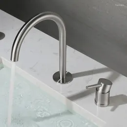 Bathroom Sink Faucets Faucet Tap Cold Wash Basin Water Swivel Spout Deck Mounted Bath Mixer Taps Brushed Accessories