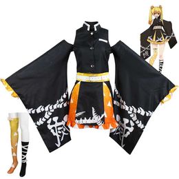 cosplay Anime Costumes Agatsuma Zenitsu come on role-playing Lolita womens kimono set Halloween carnival setC24321