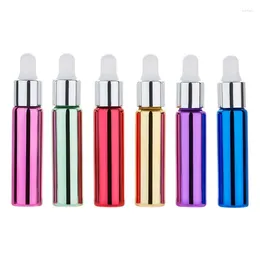 Storage Bottles 30pcs 10ml Mini Perfume Dropper Bottle Cosmetic Refillable Gold Purple Green Blue Red Pink Glass Essential Oil Vials