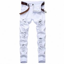 straight Hole Destructi Trousers Distred Jeans Men Denim Trousers Fi Designer Brand White Pants Male Large Size 28-42 79mt#