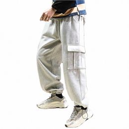 trendy Cargo Pants Joggers Men Casual Trousers Pocket Joggers Sweatpants Warm Hiphop Harem Joggers Pants Elastic Waist 03jE#