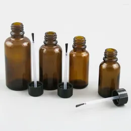 Storage Bottles 1oz Empty Amber Glass Nail Polish Bottle For Art With Brush Cap 12pcs 15ml 100ml Containers