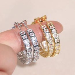 Hoop Earrings Circle For Women Clear Cz Crystal Huggie Ear Buckle Wedding Jewellery Gift Aretes Mujer