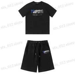 Men's T-Shirts Trapstar Top New Mens t-Shirt Short Sleeve Outfit Chenille Tracksuit Black Cotton London Streetwear S-XL T240326
