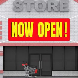 Accessories Now Open Banner Garden Outdoor Indoor Signs Polyester Store Hanging Banner Lawn Sign Liquor Banners for Business Shop Decoration