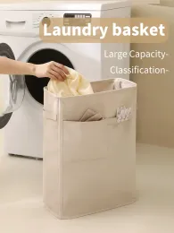 Baskets Slim Laundry Basket, Collapsible Rolling Laundry Hamper, Foldable Narrow Corner Clothes Storage Bins, Waterproof Storage Basket