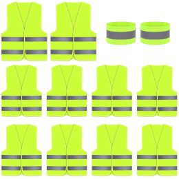 Mats 10 Packs Hi Vis Reflective Vest, High Visibility Safety Vests for Men, Women, Neon Yellow/Green Colour