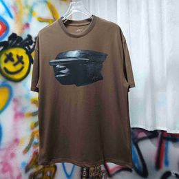 High Quality Ts Black Terracotta Mask Printed Brown Short Sleeved T-shirt Mens and Womens Summer Ins