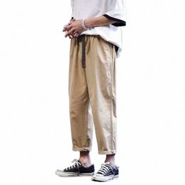 japanese Straight-leg Pants Men's Spring and Autumn Trend Harem Pants Student Loose Cropped Pants Casual Overalls Joggers Men S6SR#